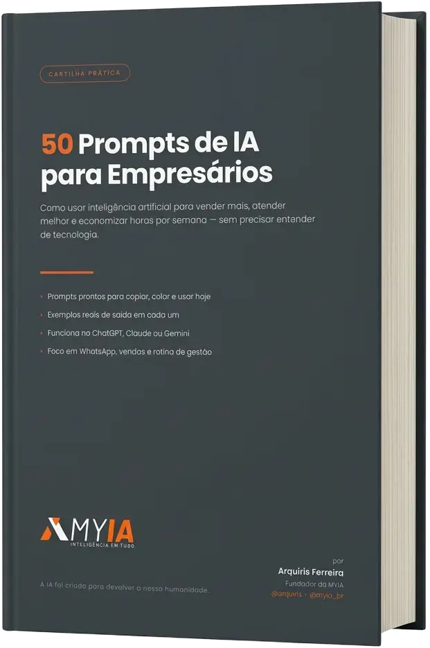 Capa da cartilha 50 Prompts de IA para Empresários, de Arquiris Ferreira